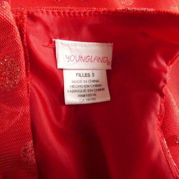 Youngland Red Glitter Polka Dot Bubble Dress Girls 5 Holiday Christmas Photo - Picture 4 of 7